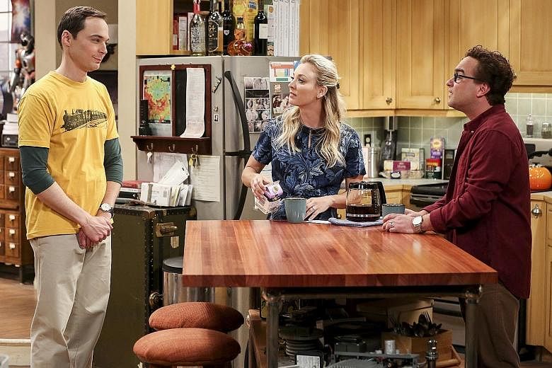 The Big Bang Theory stars (from far left) Jim Parsons, Kaley Cuoco and Johnny Galecki.
