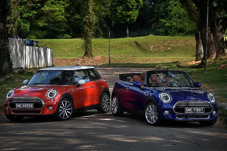 The Mini Cooper 3Dr and Convertible (right) come with a new seven-speed dual-clutch transmission controlled by a shift lever, which allows quick, fussless, stepless gear changes.