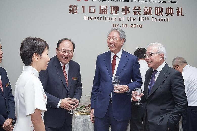 (From left) Culture, Community and Youth Minister Grace Fu, new SFCCA president Tan Aik Hock, DPM Teo Chee Hean and former SFCCA president Chua Thian Poh.