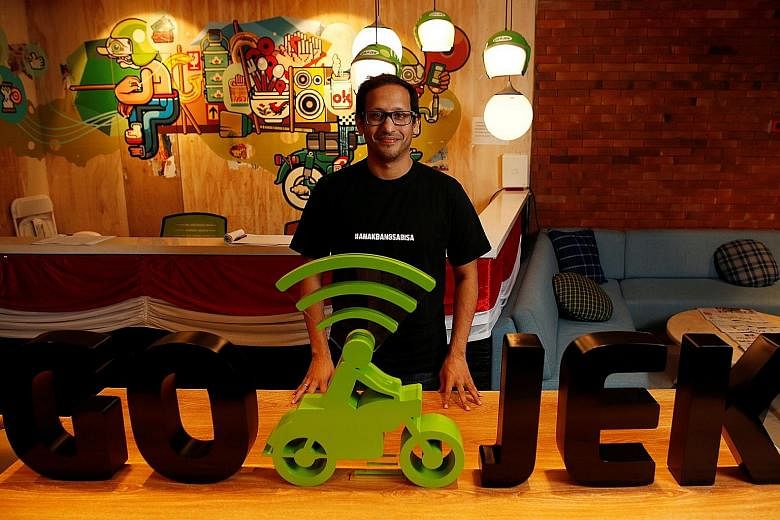Go-Jek, founded by Indonesian Nadiem Makarim (above), is likely to offer more than ride-hailing services here. Its app in Indonesia extends to food delivery and massage services.