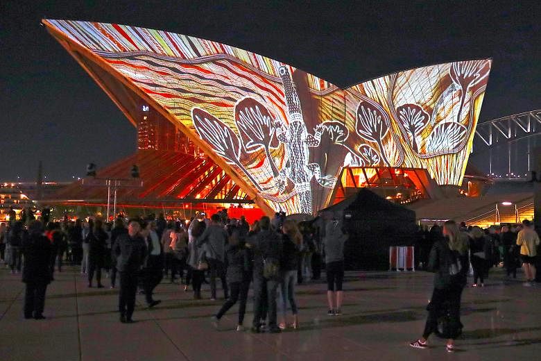 Images are regularly projected onto the Sydney Opera House, such as this series of Australian Aboriginal paintings in July.