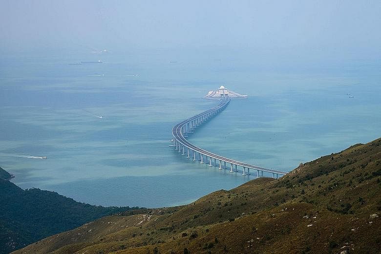 A section of the Hong Kong-Zhuhai-Macau Bridge (left) seen from Lantau island. Reclamation works for the development under Chief Executive Carrie Lam's (above) "Lantau Tomorrow Vision" are to start in 2025, with the first batch of flats to be availab