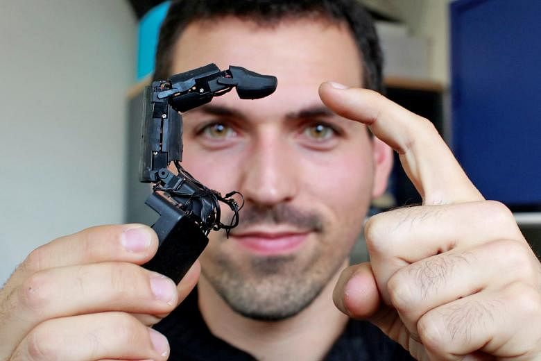French researcher Marc Teyssier has invented MobiLimb, a robot finger that plugs into a mobile phone and can be programmed to touch the phone's user - an idea that most people found creepy. He hopes that people can one day interact with phones throug