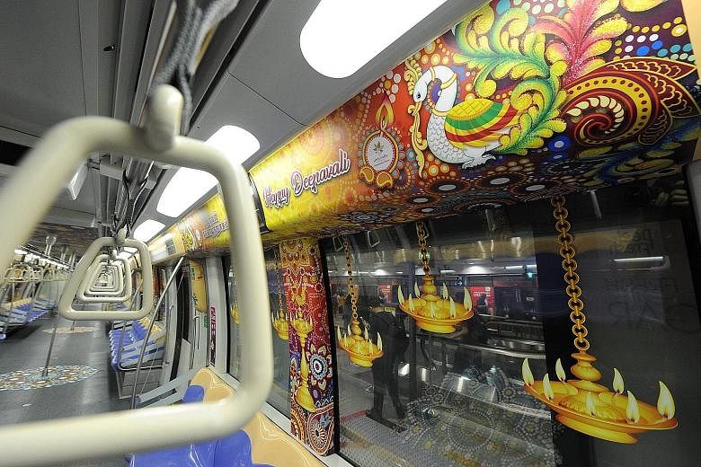In line with this year's Deepavali celebrations, the Little India Shopkeepers and Heritage Association is collaborating with the Land Transport Authority (LTA) to introduce themed train cabins to generate awareness of the festive celebrations while a