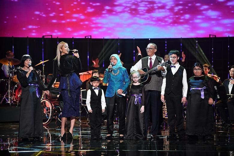 A musical performance by President Halimah Yacob and her husband Mohamed Abdullah Alhabshee was among the highlights of the President's Star Charity show last night. The event raised about $8.3 million - a record since the event began in 1994. Presid