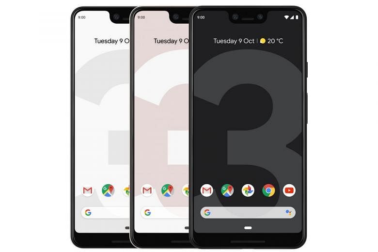 The Pixel 3 smartphones come in three colours - black, white and a pale pink hue that is close to white. 