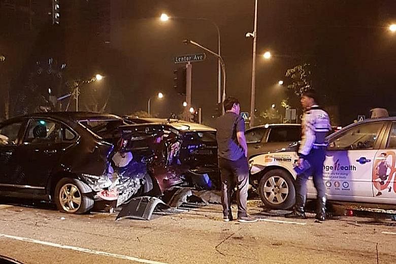 Two taxis and a car were involved in the collision at the junction of Yishun Avenue 1 and Lentor Avenue.