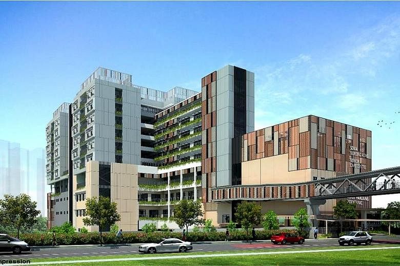 An artist's impression of Senja Care Home in Bukit Panjang. To be located next to a polyclinic, the nursing home will open at the end of 2020.