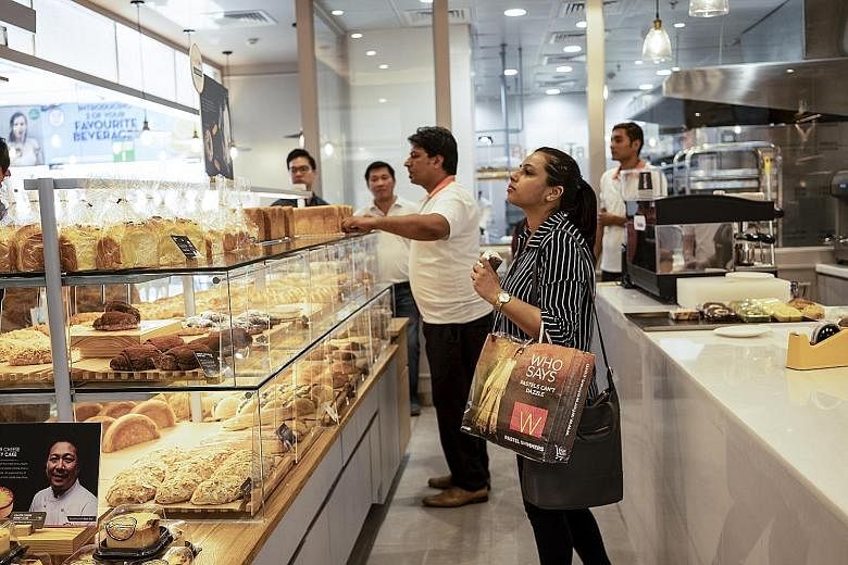 The BreadTalk outlet opened in Select Citywalk, a popular shopping mall in Delhi, on Tuesday. The Singaporean chainplans to open 15 outlets in India within three years.