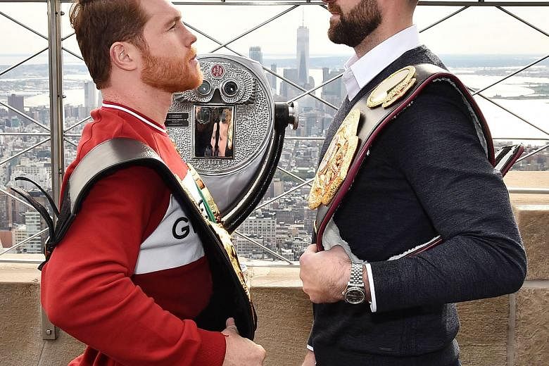 Saul "Canelo" Alvarez (left) will take on Briton Rocky Fielding in December. The Mexican has signed the most lucrative long-term athlete contract in history, shattering the 13-year, US$325 million deal signed by baseball player Giancarlo Stanton in 2