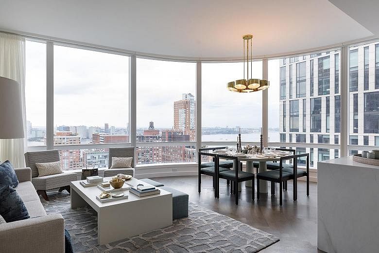 The condominium at 111 Murray Street features marble slabs selected from Italy and Greece. The interior of a high-rise condominium in Manhattan's Tribeca neighbourhood.