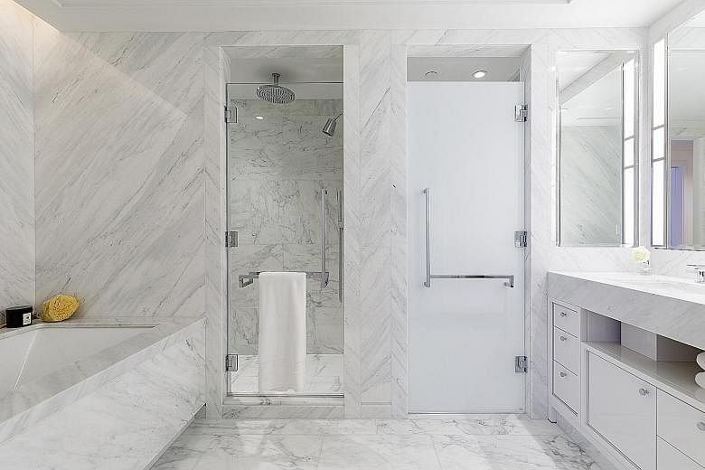 The condominium at 111 Murray Street features marble slabs selected from Italy and Greece. The interior of a high-rise condominium in Manhattan's Tribeca neighbourhood.