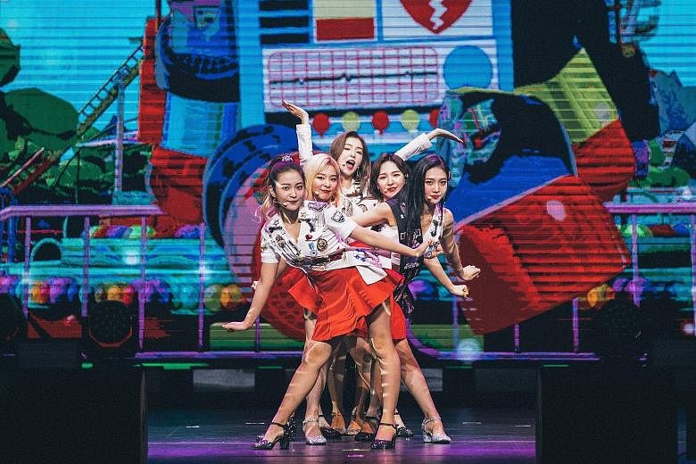 After Joy (far right) was injured, the rest of Red Velvet (from left, Yeri, Seulgi, Irene and Wendy) still managed to pull off a high-energy performance.