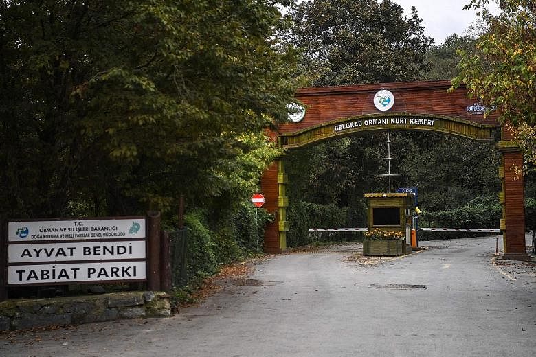 The main gate of Istanbul's Belgrad forest, which was searched by Turkish police. They believe the body of Saudi journalist Jamal Khashoggi may have been disposed of there. Turkish officials have accused Riyadh of carrying out a state-sponsored killi