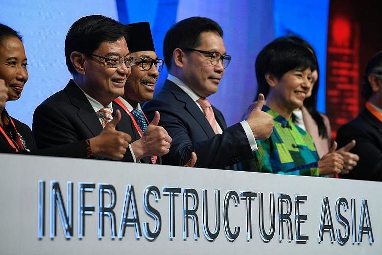 (From left) Indonesia's Minister of State-Owned Enterprises Rini Mariani Soemarno; Finance Minister Heng Swee Keat; Brunei's Minister of Development Haji Suhaimi; Thailand's Minister of Industry Uttama Savanayana; and Ms Indranee Rajah, Minister in t