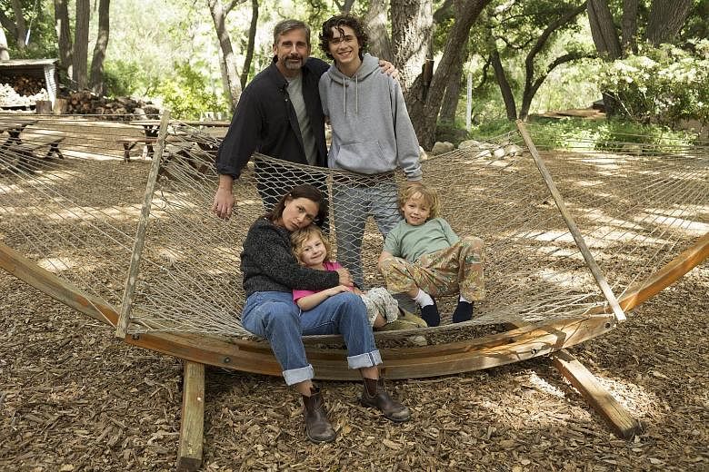 Steve Carell and Timothee Chalamet (both standing) give heart-breaking performances in Beautiful Boy.