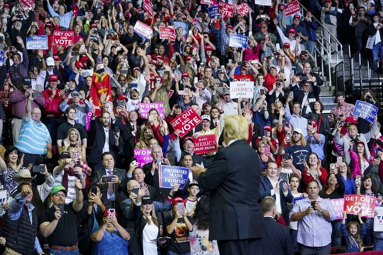 President Donald Trump told the crowd at the rally that the mid-term election is about the Mexican caravan of migrants travelling to the US border, Supreme Court Justice Brett Kavanaugh, law and order, tax cuts and common sense.