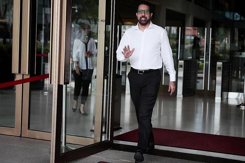 Workers' Party chief Pritam Singh leaving the Supreme Court on Wednesday. Yesterday was his first and only day on the stand. He is the third defendant in the ongoing civil suit over alleged improper payments made by AHTC town councillors to FMSS and 