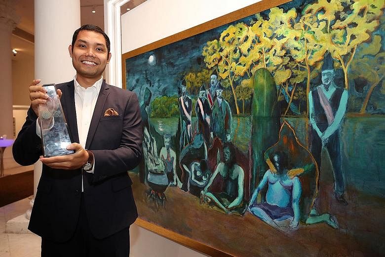 Suvi Wahyudianto (left) won the UOB South-east Asian Painting of the Year for Angs't (ANGST), while Khairulddin Abdul Wahab (above) won the UOB Painting of the Year (Singapore) for Rite Of Passage. The winning paintings will be exhibited at the UOB A
