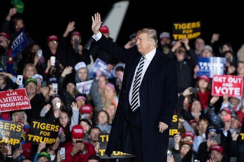 US President Donald Trump at a rally in Columbia, Missouri, on Thursday. In the Nov 6 midterms, the Democrats need to flip 23 seats to seize control of the House, and are expected to succeed. The Republicans are expected to retain control of the Sena