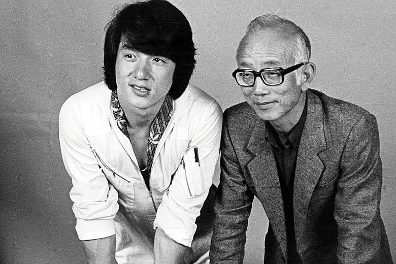 Media mogul Raymond Chow (far right) with Jackie Chan, one of the many actors Mr Chow has been credited with grooming.