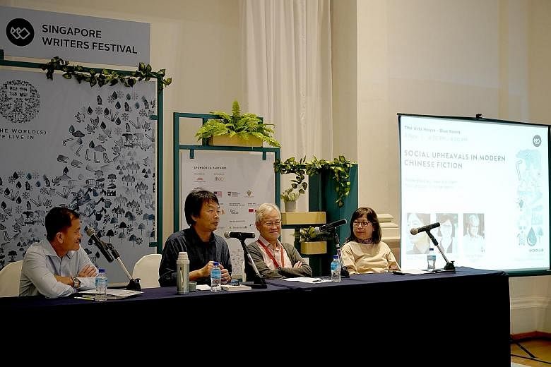 From left: Singapore Literature Prize recipient Hee Wai Siam, who was the moderator, Chinese author Liu Zhenyun, Cultural Medallion recipient Yeng Pway Ngon and Singapore novelist Soon Ai Ling.