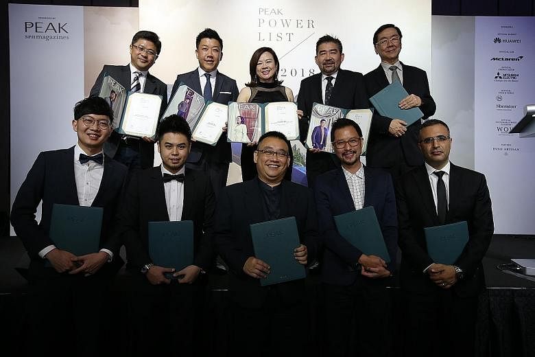 Ten entrepreneurs and business professionals were recognised yesterday for their efforts in going green in their businesses, in luxury lifestyle magazine The Peak's Power List. The list was unveiled yesterday during a gala dinner at Sheraton Towers S