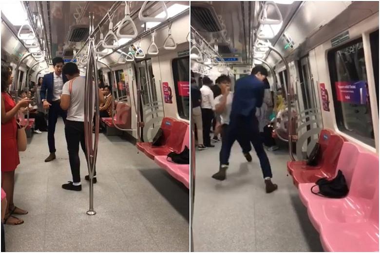 Man and youth arrested after fight on MRT train along East-West Line ...