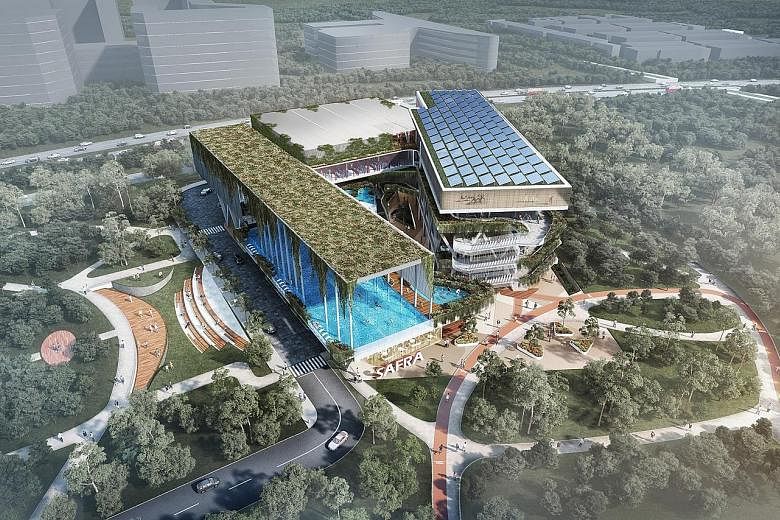 Artists' impressions of the new Safra clubhouse, which will be located within a five-minute walk from Choa Chu Kang MRT station. It will open in 2022 and the development cost is expected to be between $60 million and $70 million. It will be the seven