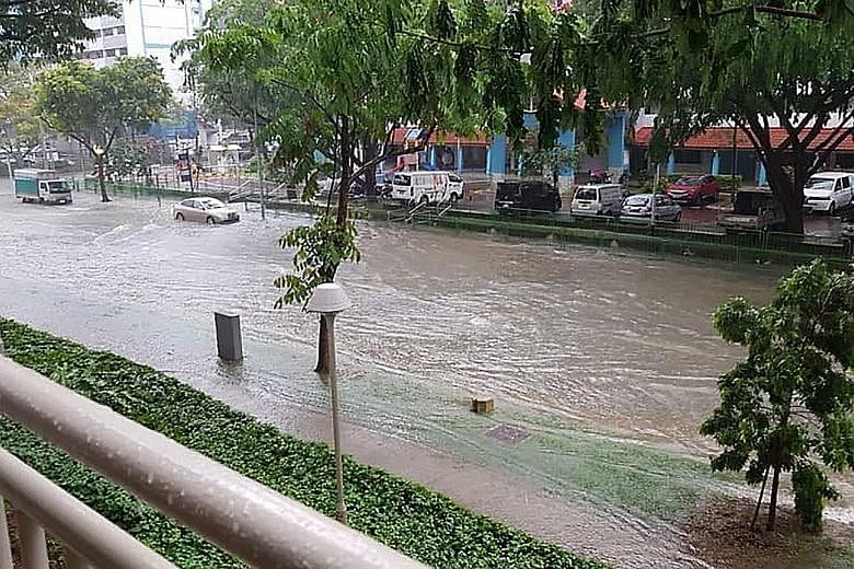 Flash floods affected several parts of Singapore yesterday afternoon. The first two weeks of this month are expected to be wetter than the previous fortnight.