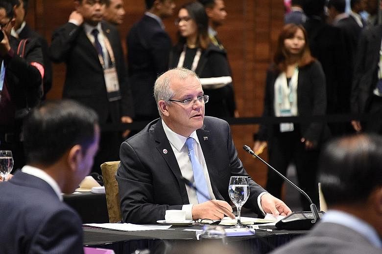 Australian Prime Minister Scott Morrison delivering his opening remarks yesterday at the Asean-Australia informal breakfast summit.