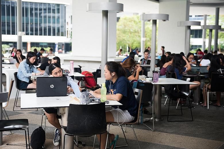 Students at the National University of Singapore campus. The university jumps six spots to be placed 10th in the latest Global University Employability Ranking. It is the only Singapore university in the global top 10 and one of Asia's top two univer