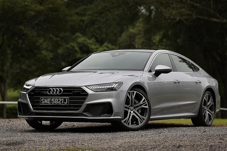 The A7 Sportback's chassis is well-balanced, and its steering response is quick and sharp for a car of its size.