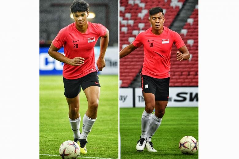 Singapore need goals against Timor-Leste tonight and their line-up will feature both Ikhsan Fandi (left) and Khairul Amri up front.