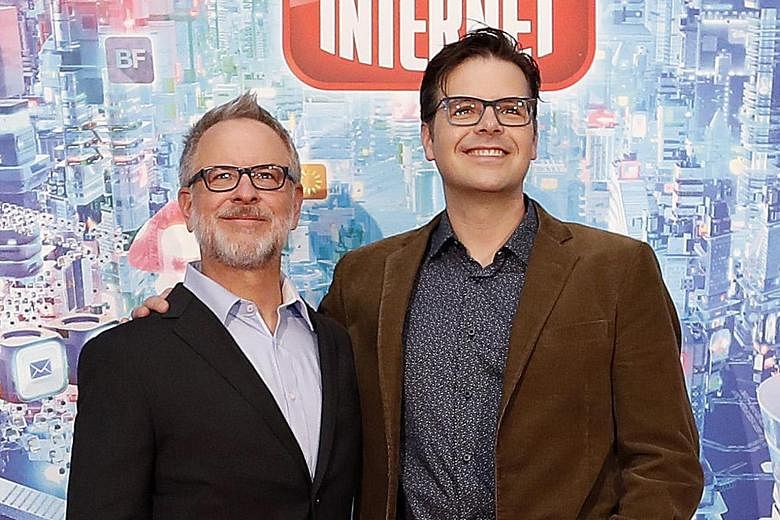 Directors Rich Moore (above left) and Phil Johnston are behind Ralph Breaks The Internet: Wreck-It Ralph 2, which features Disney princesses and heroines (left).