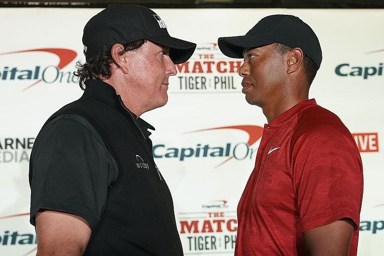 Phil Mickelson will take on Tiger Woods today in an 18-hole matchplay event dubbed "The Match" at Shadow Creek in Las Vegas. The winner of the exhibition game will take home US$9 million.