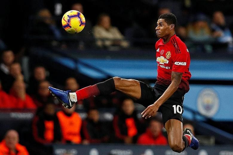 Marcus Rashford started in Manchester United's 3-1 away loss to Manchester City a fortnight ago but was substituted. He has appeared nine times in the league this term but four have been off the bench.