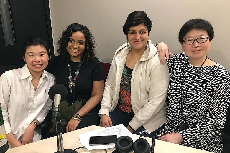 ST podcast Life Picks host Melissa Sim (left) with reporters Anjali Raguraman and Akshita Nanda, and Food Editor Tan Hsueh Yun.