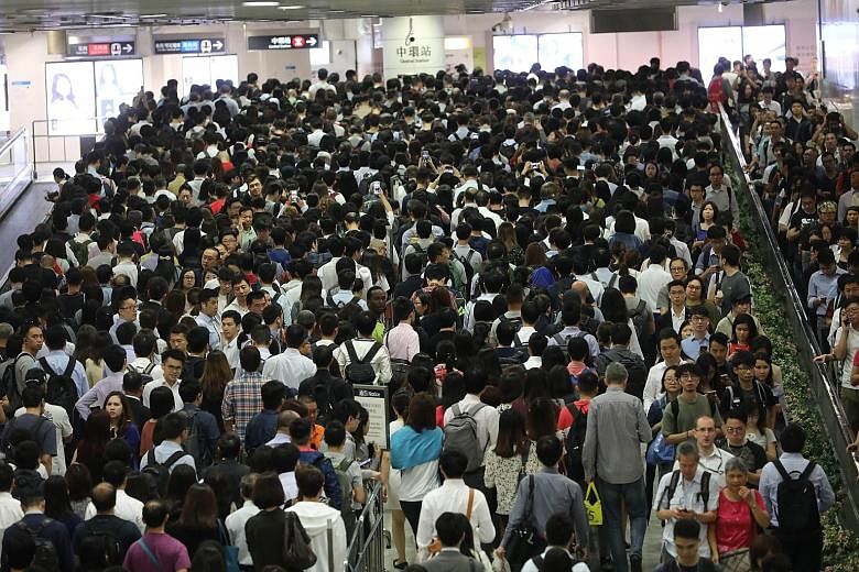 MTR train services were disrupted for six hours last month, inconveniencing hundreds of thousands of commuters. The Hong Kong station on the city's MTR system. The city's entire rail network carries an average of about 5.3 million commuters per day.