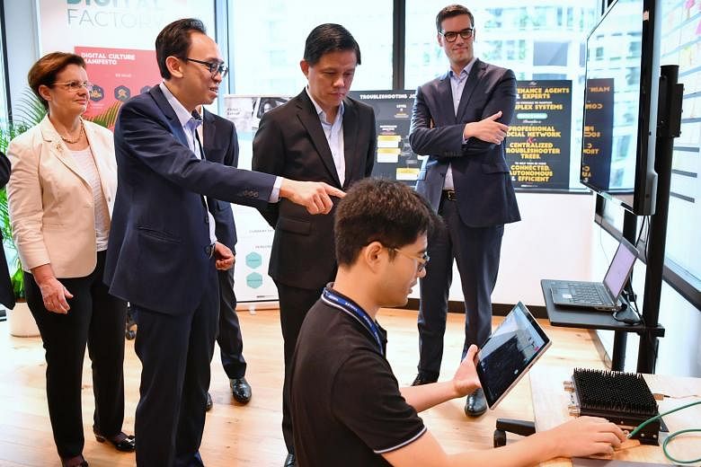 From far left: Thales' senior executive vice-president of international development Pascale Sourisse; Mr Kevin Chow, CEO of Thales in Singapore; Minister for Trade and Industry Chan Chun Sing; and Thales' vice-president of digital transformation Oliv