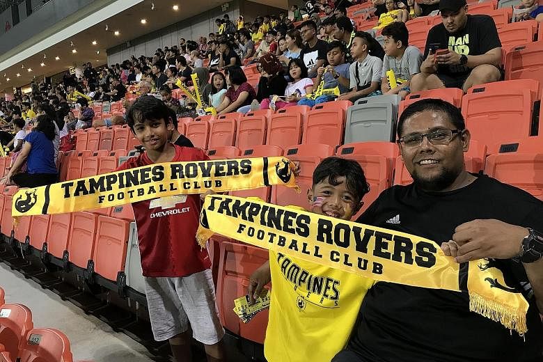 Geylang International (left), who have made Bedok Stadium their home since 1996, when the then S-League started, will move to Our Tampines Hub, which it will share with Tampines Rovers (right).