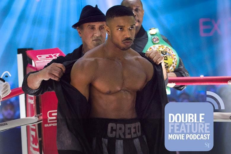 Sylvester Stallone as Rocky Balboa and Michael B Jordan as Adonis Creed in Creed II, creed 2 podcast