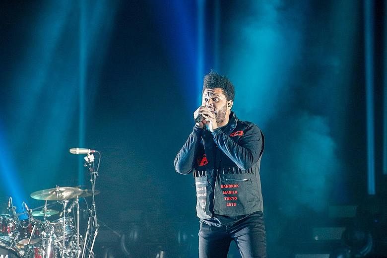 During the concert, which lasted more than 80 minutes, The Weeknd covered R&B, rap, electronica and mainstream pop numbers.