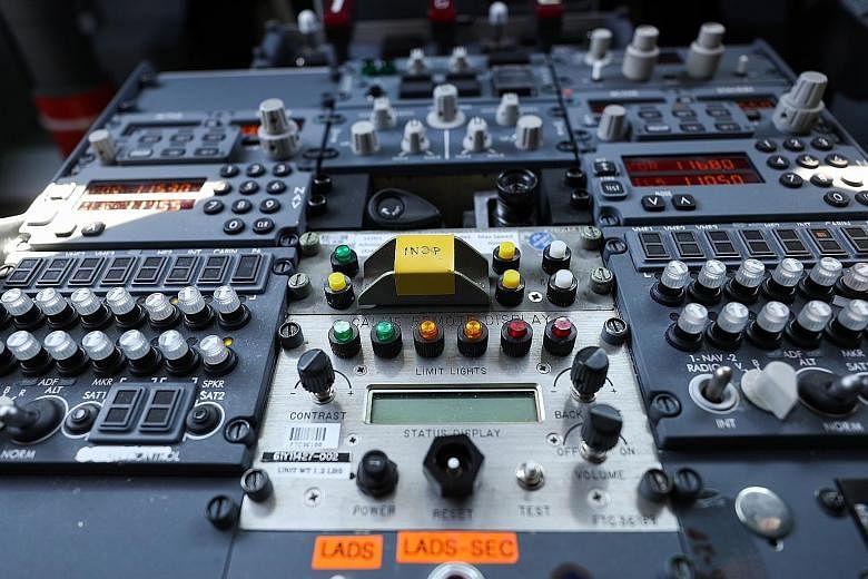 Instruments and controls in the cockpit of a Boeing 737 Max 7 jetliner during preparations ahead of the Farnborough International Airshow 2018 in Farnborough, England. Training has become a focus after the deadly Lion Air crash.