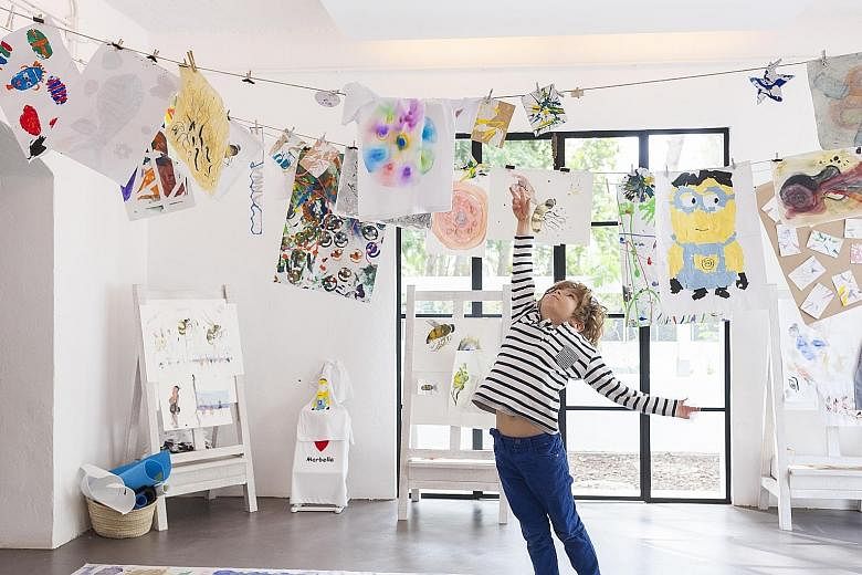The kids' club at the Marbella Club Hotel has an art room (left), among other features.