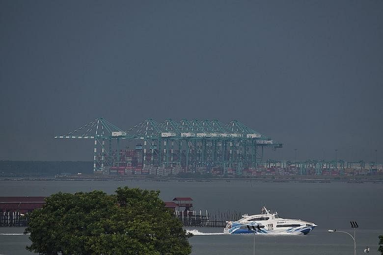 The view from Tuas across the Strait of Johor towards the Johor Baru port. Malaysia unilaterally extended the port limits on Oct 25.