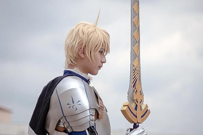 Cosplayer Eiji Wong, in the role of Arthur Pendragon, a character from mobile game Fate Grand Order.