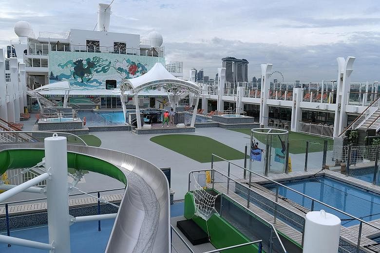 The pool area on Genting Dream. A partnership to promote Genting Dream’s Singapore sailings aims to bring in more than $250 million in tourism receipts