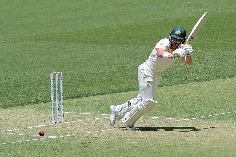 Australia's Marcus Harris batting in the second Test match against India yesterday. He had 70 runs at the Perth Stadium, Test cricket's newest venue.