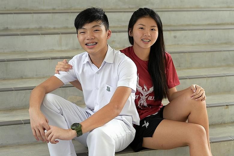 Seventeen-year-old Lim Cheng Teck and his sister, Brenda, who helped coach him in mathematics for his N-level exams.